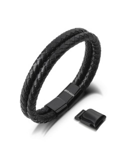 LEATHER BRACELET DOUBLE BLACK