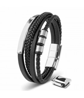 LEATHER BRACELET BRAVE SILVER