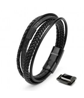 LEATHER BRACELET WILD BLACK